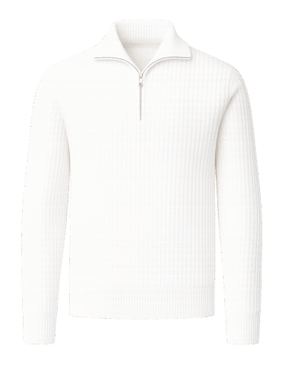 FAVELA- Fermuarlı Beyaz Triko